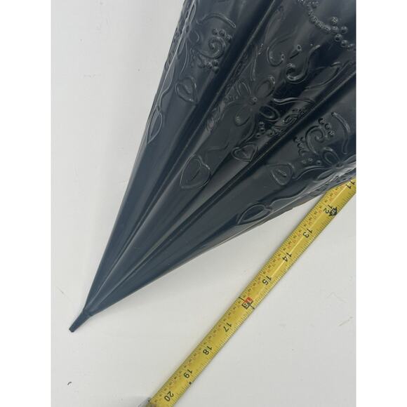 Vintage Metal Floral Hanging Umbrella Cone Wall Decor Black - Picture 4 of 7